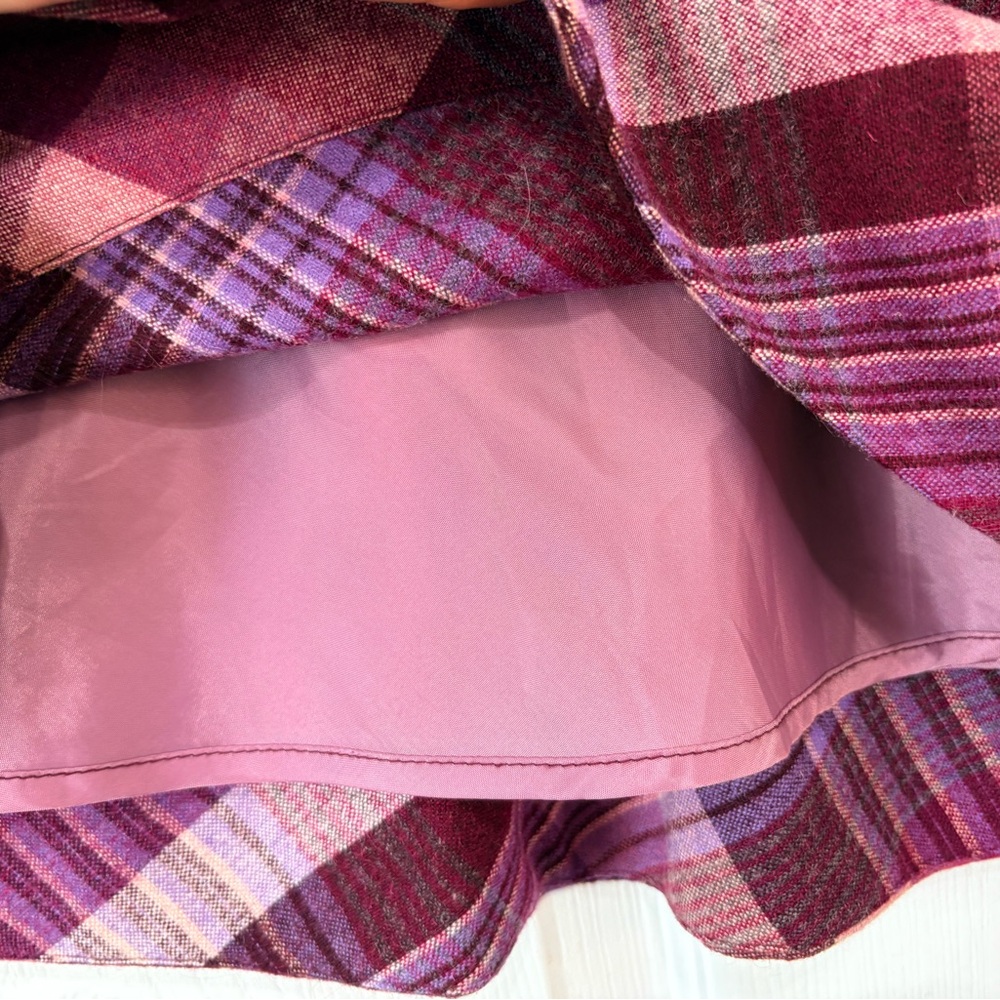 H&M Purple Plaid Wool A-Line School Girl Mini Skirt Size 8 - Picture 3 of 6